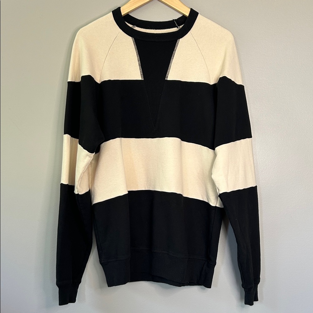 Splits59 Jill French Terry Sweatshirt‎ Striped Rugby Size Medium Black Oat